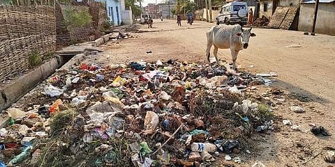 Garbage dumped along streets in Bhawanipatna