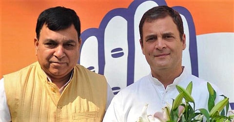 Three-time MP Suresh Chandel with Congress chief Rahul Gandhi (Photo | Congress Twitter)