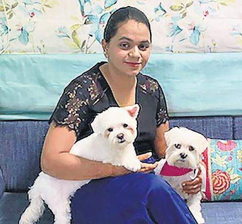 The author with her two dogs, Sushi and Yuki