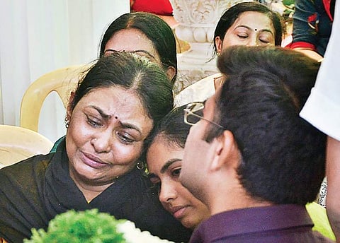 Wife and daughter of S R Nagaraj, a businessman from BTM Layout who died in the blasts, on Wednesday I Shriram BN
