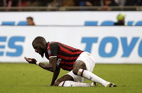 AC Milan's Tiemoue Bakayoko reacts during the Italian Cup, second leg semifinal match against Lazio (Photo | AP)