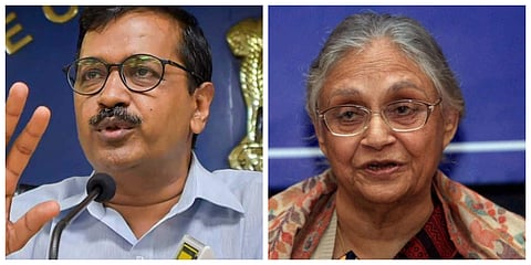 Delhi CM Arvind Kejriwal (L) and Congress leader Sheila Dikshit(R). (File | Agencies)