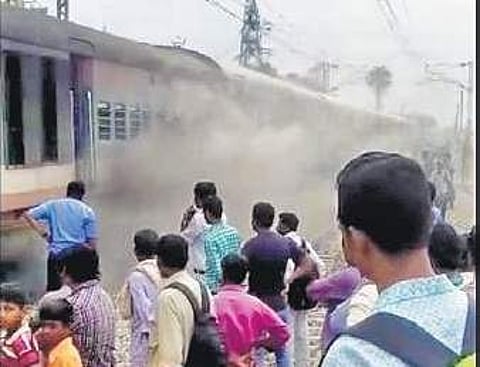 600 passengers on board had a narrow escape; it took nearly 20 minutes to douse the fire . (Photo | EPS)