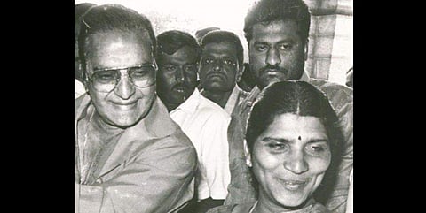 Former Andhra Pradesh CM NTR with wife Lakshmi Parvathi (File Photo | EPS)