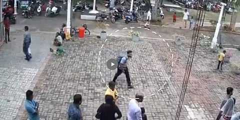 An attacker at St Sebastian Church, Sri Lanka is circled (Photo | Video screengrab, ANI)