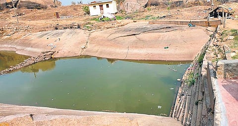 The pond at Siddara Betta in Dobbspet near Tumakuru where five people drowned on Saturday | express