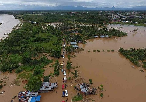 An ariel view of submerged buildings after heavy rain caused flooding in Bengkulu on the Indonesian island of Sumatra. (Photo|AFP)