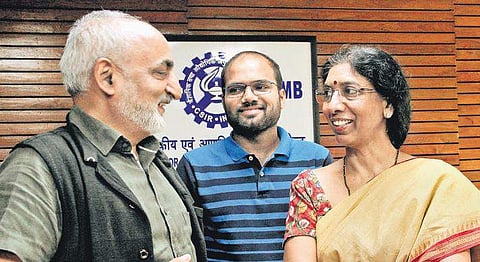 (Left to right) CCMB director Dr Rakesh Mishra, researcher Pawan Kumar, and chief scientist Dr Manjula Reddy, in Hyderabad on Tuesday | S Senbagapandiyan