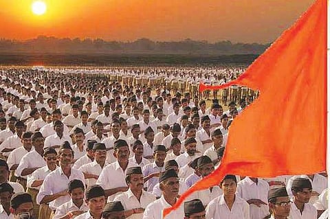 File Photo of RSS Swayamsevaks (Photo| PTI)