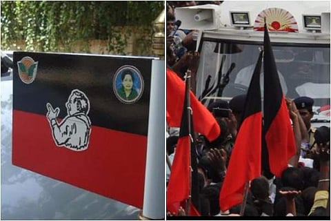 AIADMK flag (left) and DMK flag (right) | File Photos