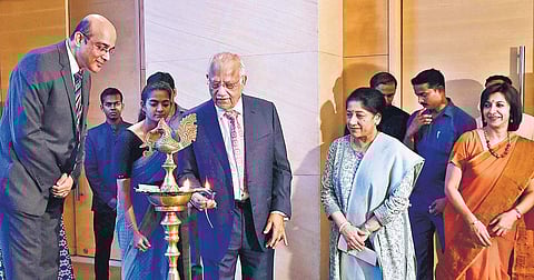 (Left to right) Dr V Ramasubramanian, Prathap Chandra Reddy, Mallika Srinivasan and Aruna Mohan at the inauguration P Jawahar