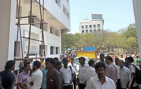 A total of 446 people issued summons in the IOB recruitment case appeared before Chennai collectorate on Wednesday. (Express|Harish Murali)