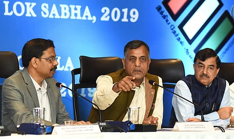 Election Commissioner of India Ashok Lavasa addresses the press on the review on prepardness for general Election to Lok Sabha. (Express|Ashwin Prasath)