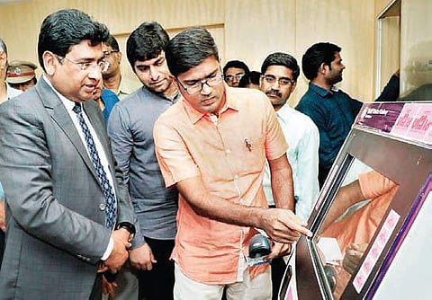 Chairman of the Indian Railway Board Vinod Kumar Yadav launching various digital initiatives of the Board, at Secunderabad on Thursday | Express