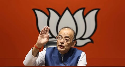 Union Finance minister Arun Jaitley addresses a press conference. (Photo | Shekhar Yadav, EPS)