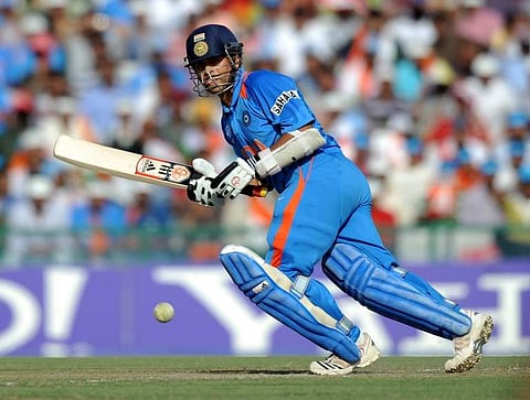Indian cricketer Sachin Tendulkar plays a shot during the ICC Cricket World Cup semi-final match between India and Pakistan at The Punjab Cricket Association (PCA) Stadium in Mohali. (File Photo | AFP)