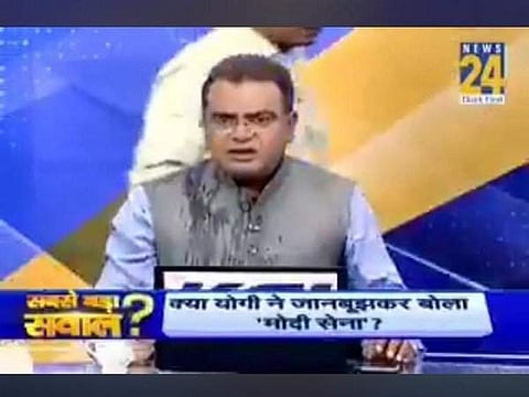 In the middle of a live debate, Congress spokesperson Alok Sharma lost his cool when his BJP counterpart called him a 'traitor' multiple times. (Photo | ANI/Twitter)