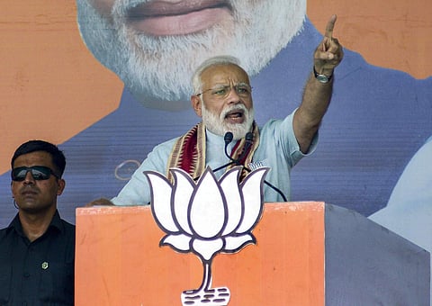 PM Modi addressing at an election rally. (File | PTI)