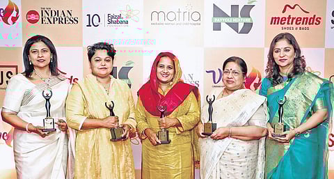 TNIE Verve 2019 Award winners Shine Benaven, Fajeena Kareem, Thesnim Azeez, Chitra Gopinath and Vidya Vinod | T P sooraj