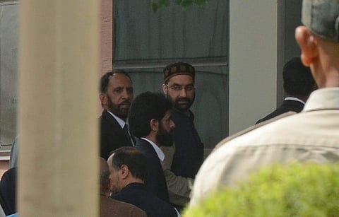 Hurriyat Chairman, Mirwaiz Umar Farooq arrives at NIA headquarters to appear before the investigators in connection with a terror funding case, in New Delhi on Monday. (Naveen Kumar | EPS)