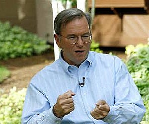 Former Google CEO Eric Schmidt talks to a reporter at the Sun Valley Inn in Idaho (File| Reuters)