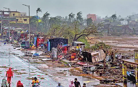 Damage caused by cyclone Fani after it made landfall near Puri in Odisha.