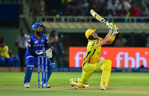 CSK batsman Shane Watson plays a shot during the Indian Premier League 2019 Qualifier 2 cricket match between Chennai Super Kings CSK and Delhi Capitals DC at ACA-VDCA Cricket stadium in Visakhapatnam. (Photo | PTI)