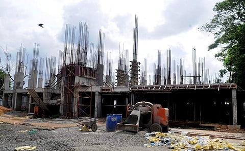The incomplere apartment complex at Kalvathy Colony in Fort Kochi. (Photo | A Sanesh, EPS)