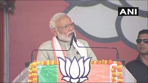 Prime Minister Modi at a rally in Kushinagar, Uttar Pradesh on 12 May 2019. (Photo | ANI Twitter)