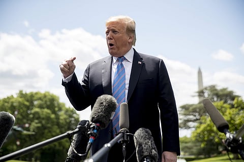 US President Donald Trump speaks to members of the media on the South Lawn of the White House in Washington. (Photo | AP)