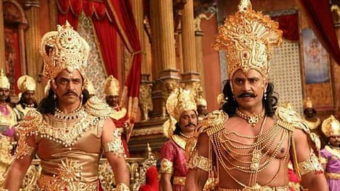 Arjun and Darshan Thoogudeepa in Muniratna Kurukshetra.