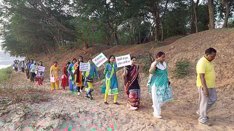 The foot-march is also creating awareness on cleanliness, trees plantation on riverside. (Photo | EPS)