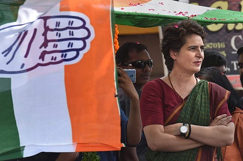 Congress General Secretary Priyanka Gandhi Vadra during an election campaign in UP's Mirzapur (Photo | PTI)