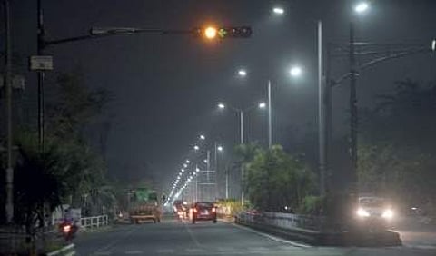 The road from AG Square to Capital Hospital lit up after restoration of power following Fani, in Bhubaneswar. (Photo | EPS)