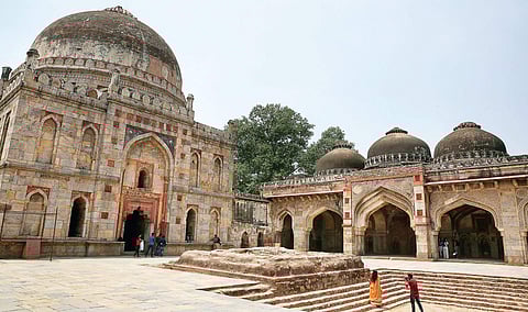 The Bada Gumbad and the mosque at the Lodhi Gardens;