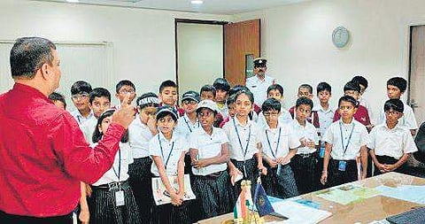 Students at the Traffic Management Centre during an awareness drive