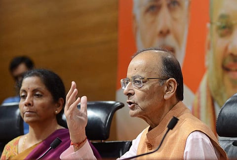 Defence Minister Nirmala Sitharaman (L) and Union Finance Minister Arun Jaitley. (Photo | EPS)