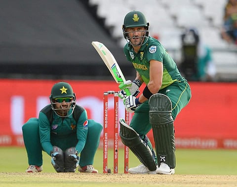 Faf du Plessis bats against Pakistan. (Photo | Twitter/@CricketSouthAfrica)