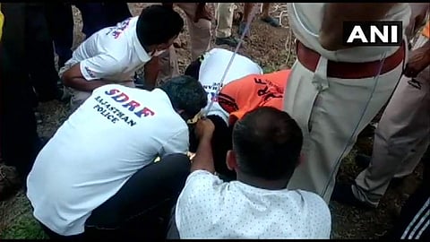 Efforts to rescue a 4 -year-old girl who slipped into a borewell turned futile as the girl's lifeless body was pulled out on Tuesday. (Photo | Twitter/ANI)