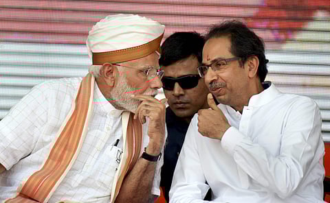 Prime Minister Narendra Modi with Shiv Sena chief Uddhav Thackeray (Photo | PTI)