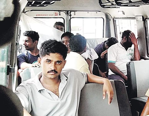 File photo of the accused persons being brought to Kallada office at Vyittila for collecting evidence on Sunday morning | A Sanesh