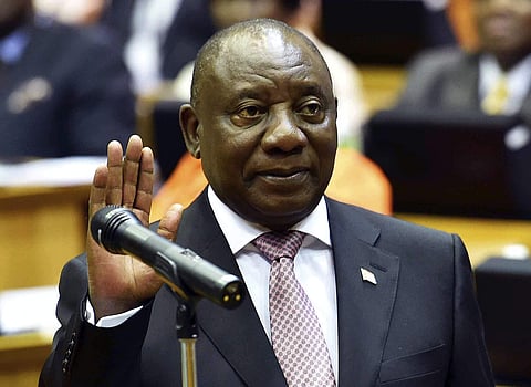 Cyril Ramaphosa is sworn in as a member of parliament in Cape Town on Wednesday (Photo | AP)