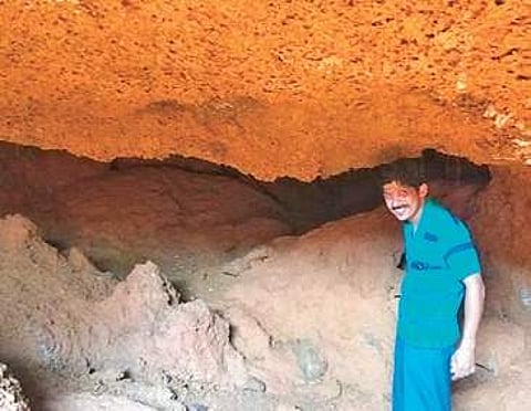 The cave that was found at Bhandiwala village in Kumta taluk | Express