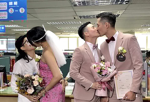 Taiwan holds first same-sex marriages in historic day for Asia. (Photo | AP)