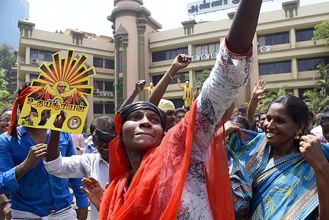 Image of DMK workers celebrating used for representational purposes only