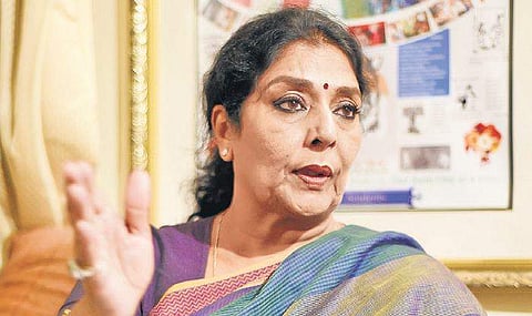 Renuka Chowdhury at her Banjara Hills residence on Saturday. (Photo | EPS/R Satish Babu)