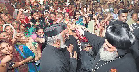 Patriarch of Antioch Ignatius Aprem II, who arrived in Kochi on a short visit, coming out of the Cochin International Airport on Friday | Express