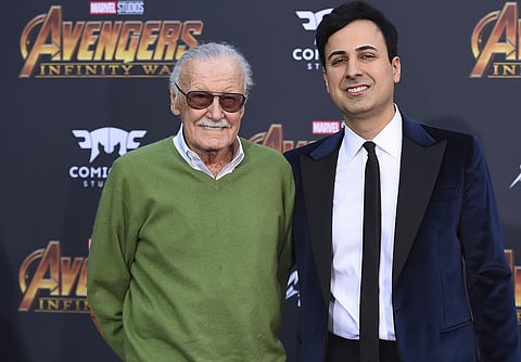 Stan Lee, left, and Keya Morgan arrive at the world premiere of 'Avengers: Infinity War' in Los Angeles. (Photo | AP)