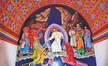 The icon painting at St George Orthodox Church at Kottoor