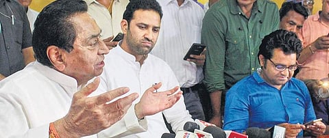 Madhya Pradesh Chief Minister Kamal Nath addresses the media after a meeting with various farmer unions in Bhopal on Wednesday | pti